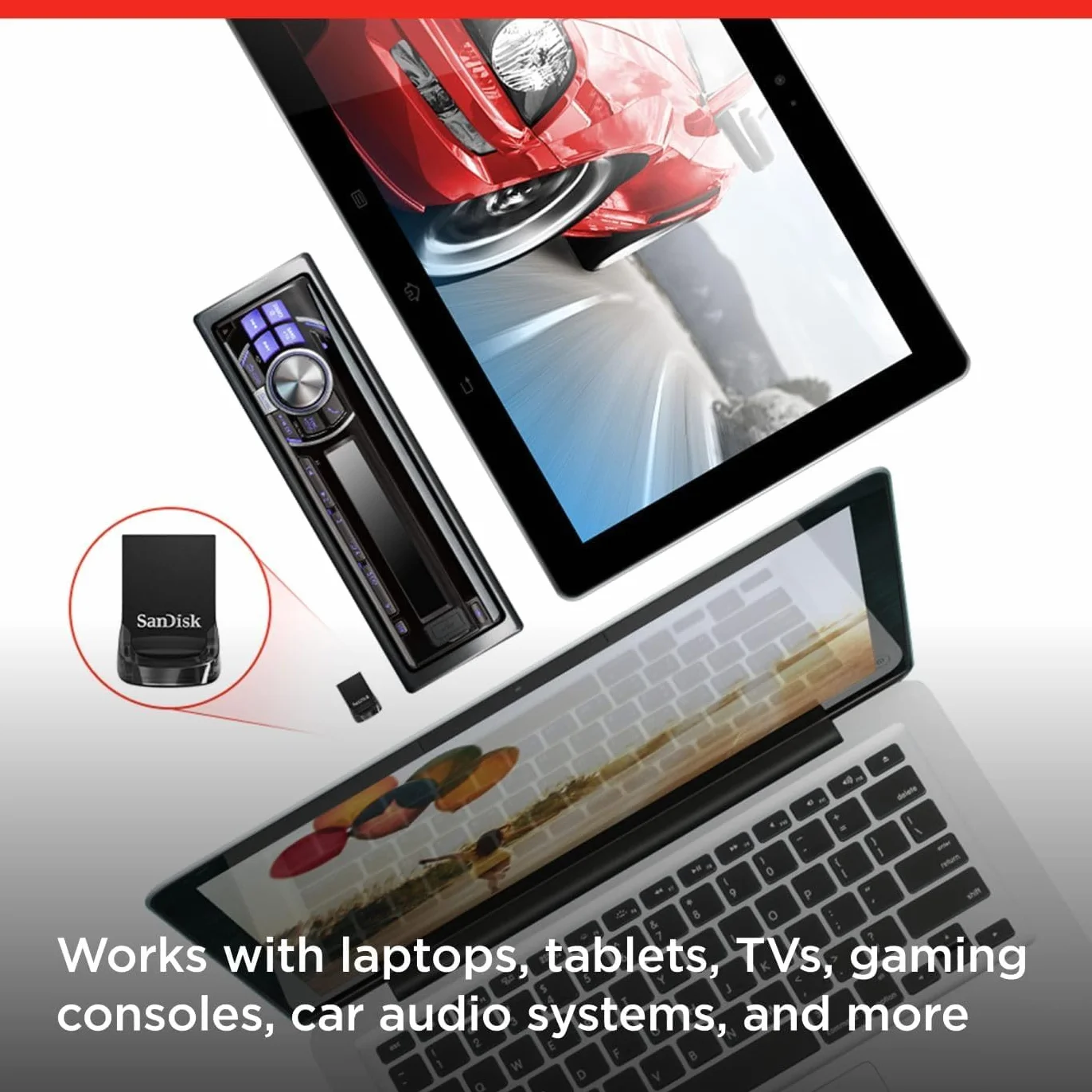 SANDISK Ultra Fit USB 3.2 Flash-Laufwerk 128 GB (Für Laptops, Spielkonsolen und Auto-Audiosysteme, Plug-and-Stay, 400 MB/s Lesen, RescuePRO Deluxe Software)