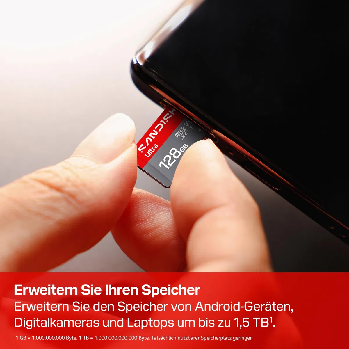 SANDISK Ultra microSDXC 128 GB, UHS-I-Karte + SD Adapter (bis zu 195MB/s Lesen, Full-HD-Video, V10, U1, C10, A1) Karte für Android-Smartphones oder -Tablets, Kameras und Laptops